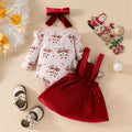 3-delige kerstoutfit voor babymeisjes met cartoonprint, jarreteljurkje en hoofdband 1