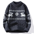 Dikke Heren Trui met Hertenmotief voor de Winter, Comfortabele Casual Sweater 3