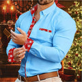 Herenoverhemd met kerstprint en lange mouwen in sneeuwvlokdesign 1