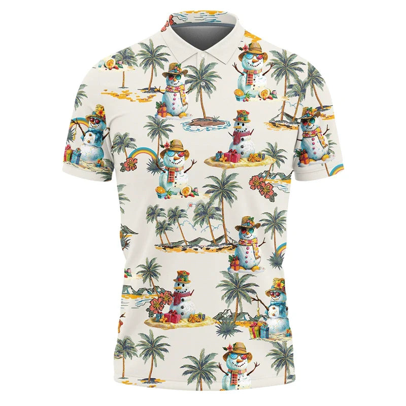 Hiphop kerstman poloshirt voor heren met korte mouwen 6