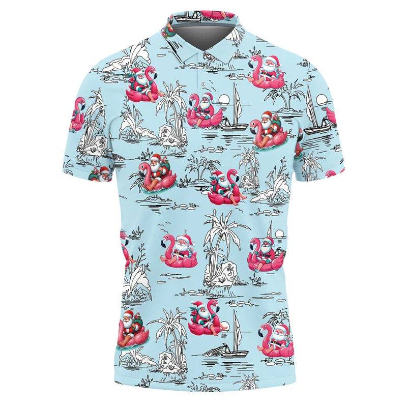 Hiphop kerstman poloshirt voor heren met korte mouwen 8