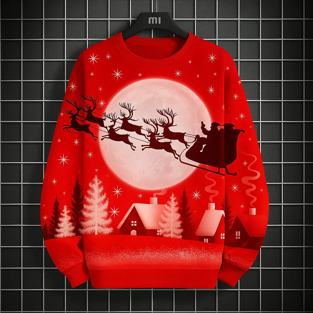 Kerst Sweatshirt voor Heren met 3D Grafische Print, Ronde Hals, Casual Stijl 4