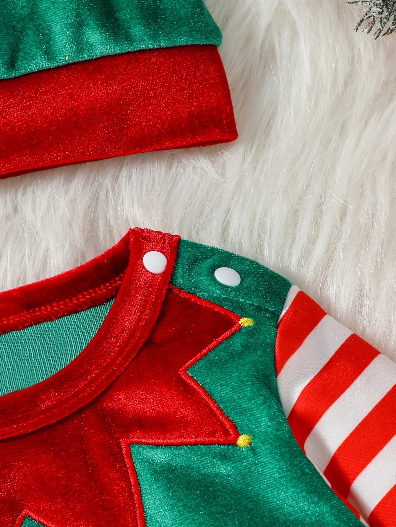Kerst baby jumpsuit set voor jongens en meisjes met hoed 2