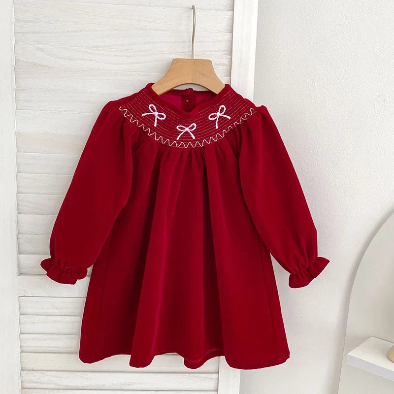 Kerstjurk voor Babymeisjes met Strik en Ruches, Comfortabele Pasvorm, Maten 90-130 2