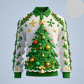 Kerstman 3D grafisch poloshirt voor heren met lange mouwen 2