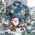 Kerstman 3D grafisch poloshirt voor heren met lange mouwen 4