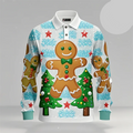 Kerstman 3D grafisch poloshirt voor heren met lange mouwen 6