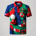 Kerstman 3D poloshirt voor mannen met vrolijke kerstprint 0
