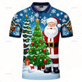 Kerstman 3D poloshirt voor mannen met vrolijke kerstprint 10