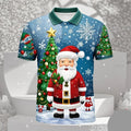 Kerstman 3D poloshirt voor mannen met vrolijke kerstprint 11
