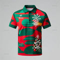 Kerstman 3D poloshirt voor mannen met vrolijke kerstprint 12
