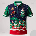 Kerstman 3D poloshirt voor mannen met vrolijke kerstprint 13