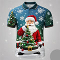 Kerstman 3D poloshirt voor mannen met vrolijke kerstprint 2