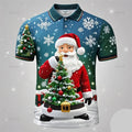 Kerstman 3D poloshirt voor mannen met vrolijke kerstprint 7
