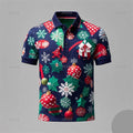 Kerstman 3D poloshirt voor mannen met vrolijke kerstprint 9