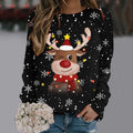 Kersttrui Dames 3D Sneeuwvlokken en Rendierhoofden, Comfortabele Pasvorm, 100% Polyester 1