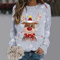 Kersttrui Dames 3D Sneeuwvlokken en Rendierhoofden, Comfortabele Pasvorm, 100% Polyester 12