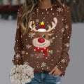 Kersttrui Dames 3D Sneeuwvlokken en Rendierhoofden, Comfortabele Pasvorm, 100% Polyester 4