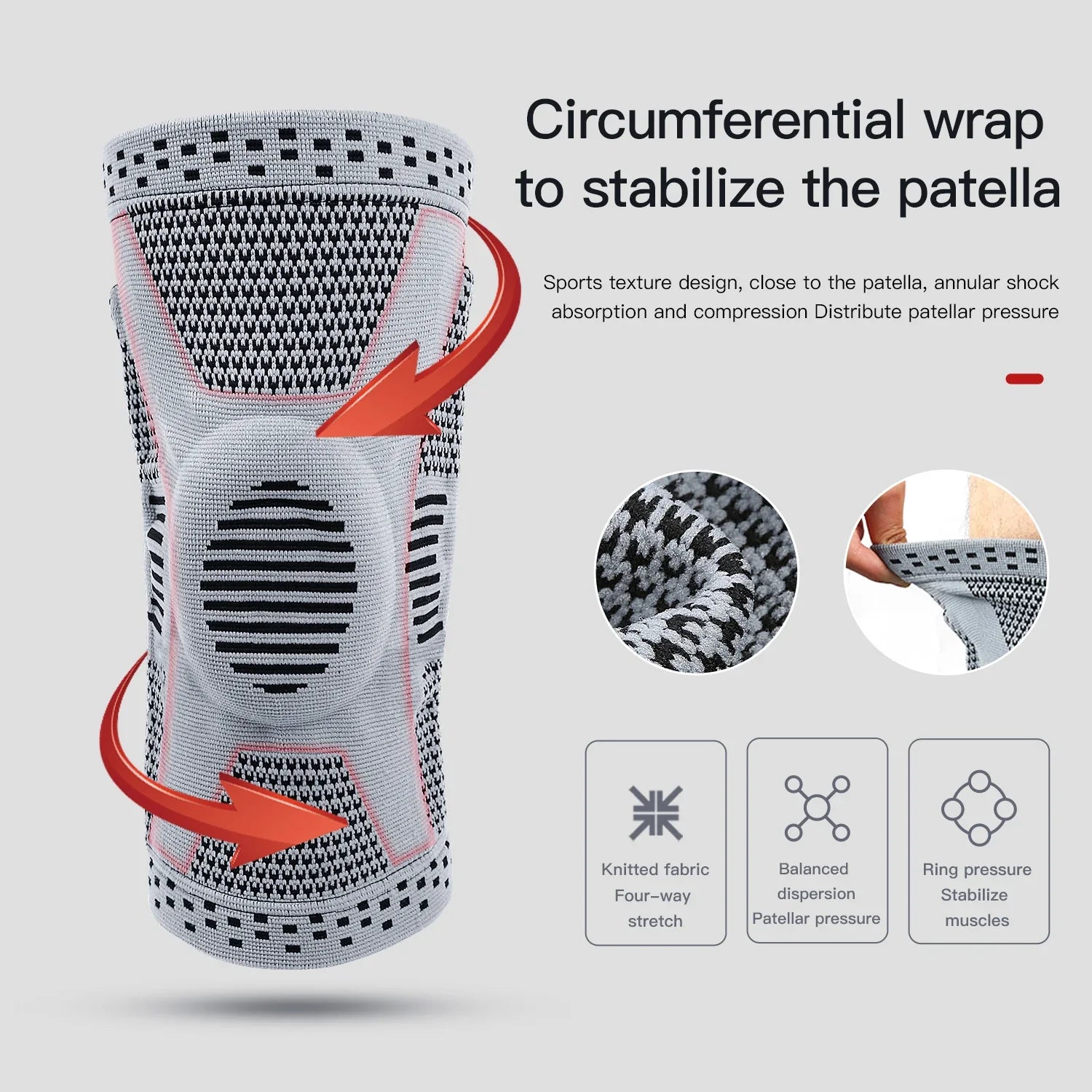 Kompressions-Kniemanschette aus Silikon für Sport, Fitness und Rehabilitation, Schwarz 1