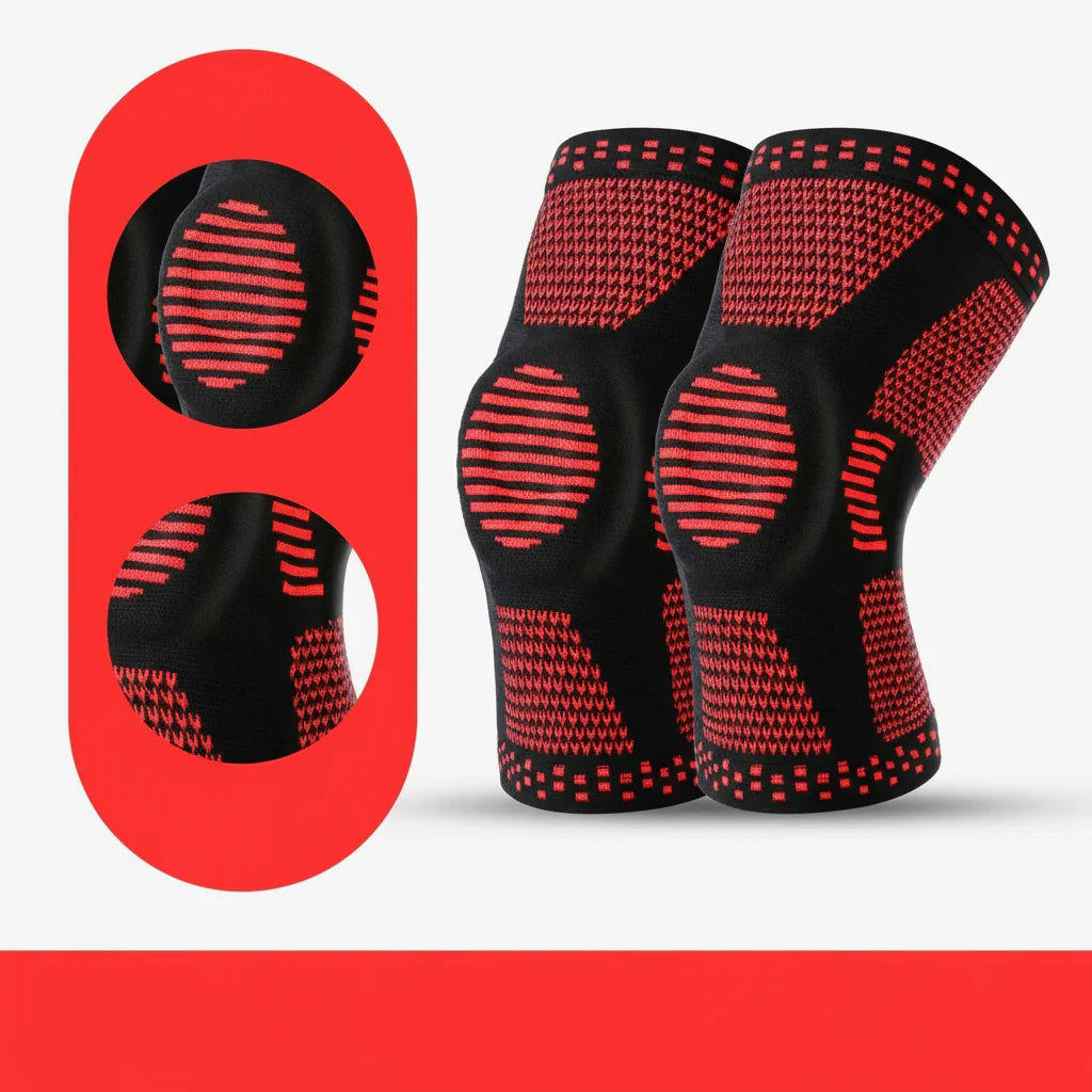 Kompressions-Kniemanschette aus Silikon für Sport, Fitness und Rehabilitation, Schwarz 7