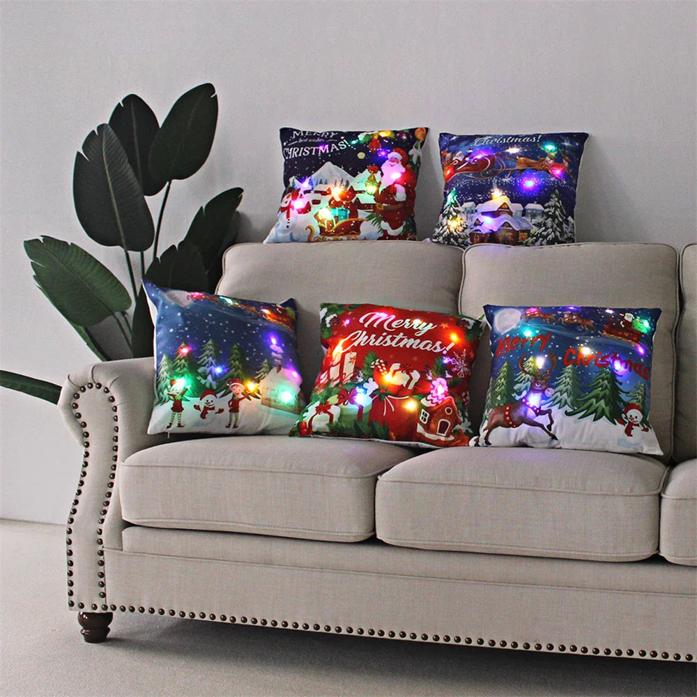 LED Kussensloop voor Feestdagen - 45x45 cm, Polyester, Machinewasbaar 0