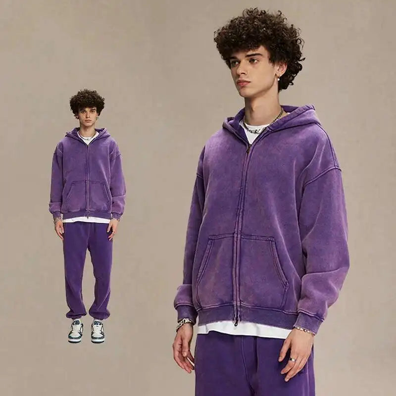 Męska bluza z kapturem w stylu vintage, luźna i wygodna 9