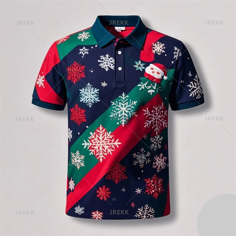 Poloshirt met 3D kerstman print voor mannen 11