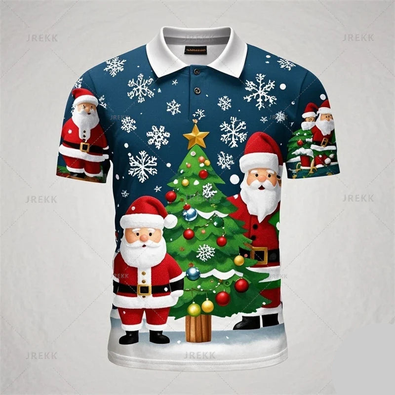 Poloshirt met 3D kerstman print voor mannen 13