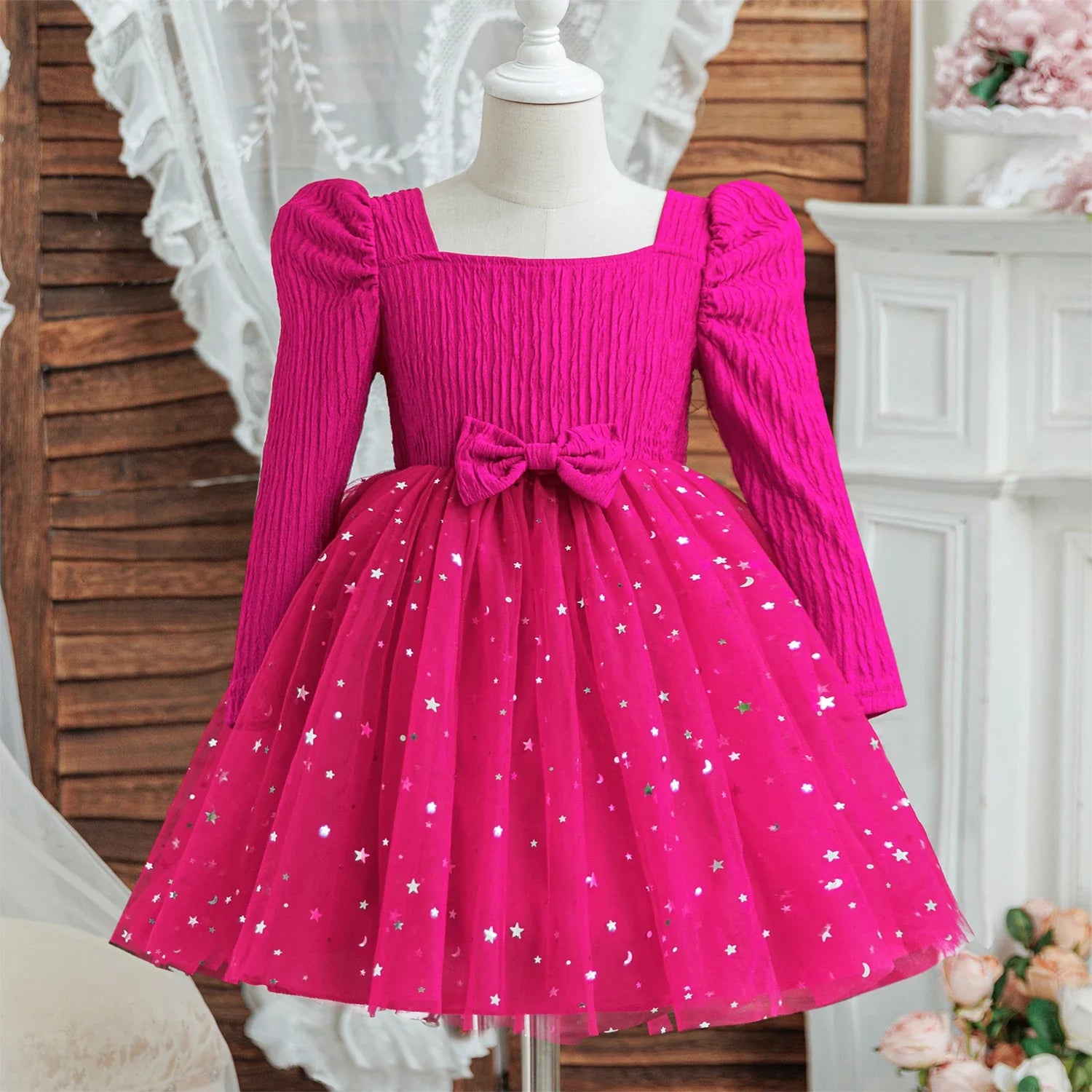 Rode Glitterjurk voor Meisjes met Pailletten - Feestelijke Baljurk 2-10 Jaar 9