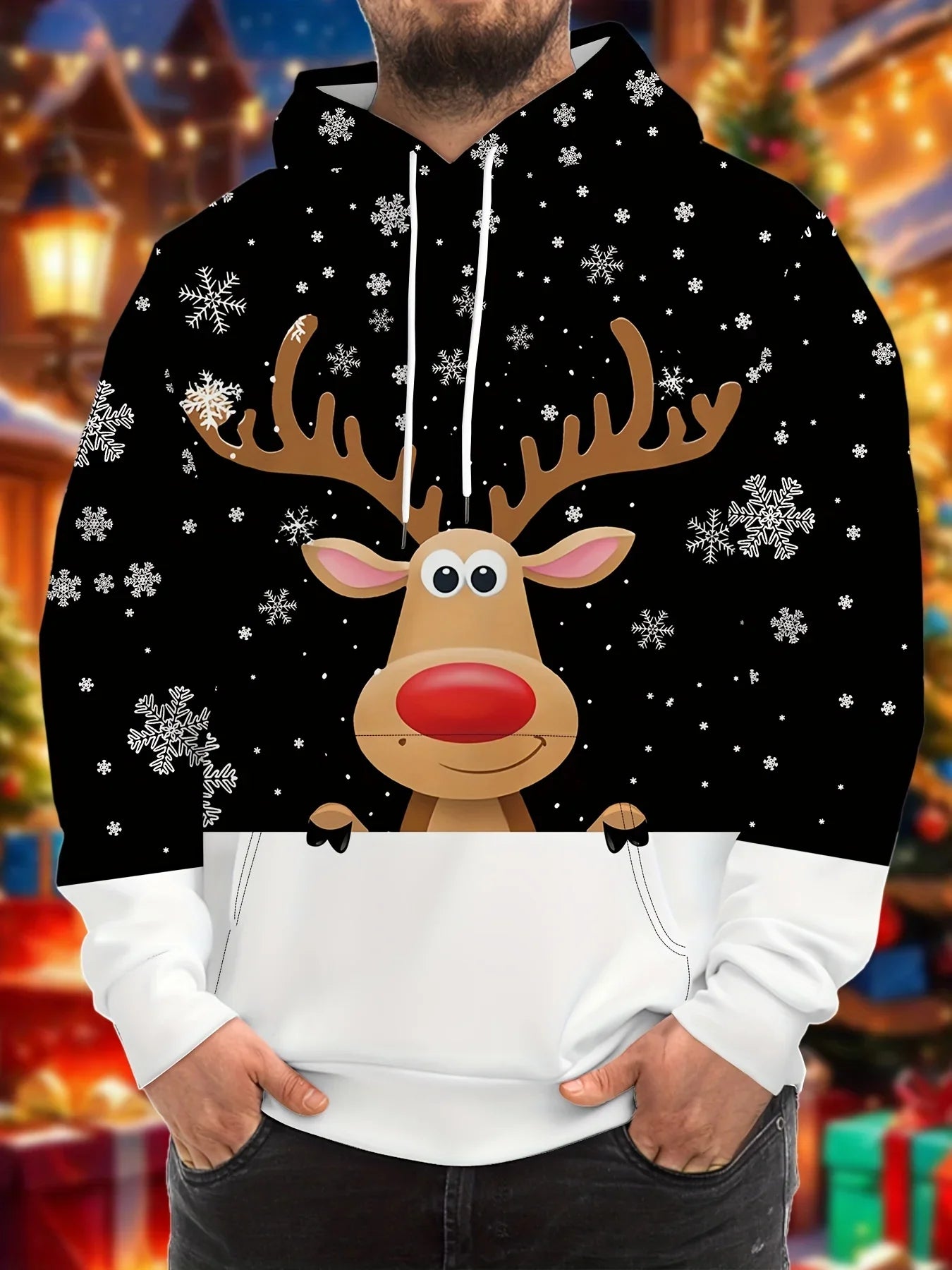 Rode Heren Hoodie met 3D-Kerstprint, Comfortabel en Stijlvol voor Feestdagen 3