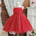 Rode Meisjes Jurk voor Bruiloft, Prinsessenjurk met Pailletten voor 3-8 Jaar 1