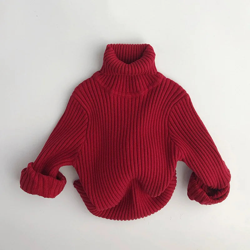 Rode gebreide babytrui voor herfst en winter 9