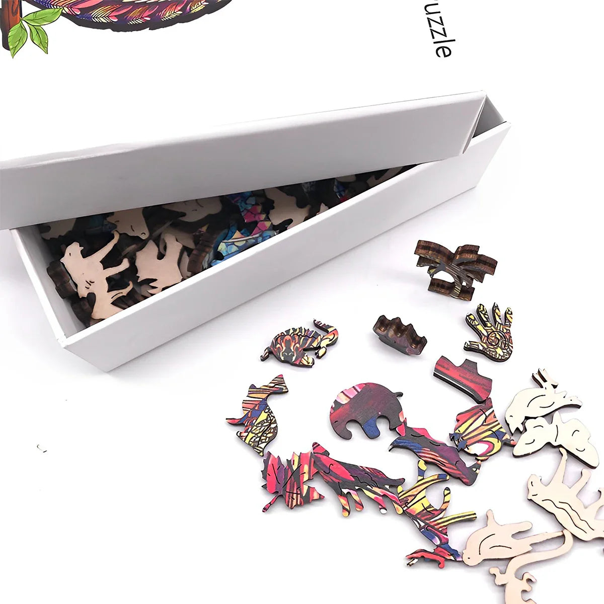 Ronde Houten Puzzel met Pauwpatroon voor Volwassenen en Kinderen - Puzzel Hout Dierenvormen 5