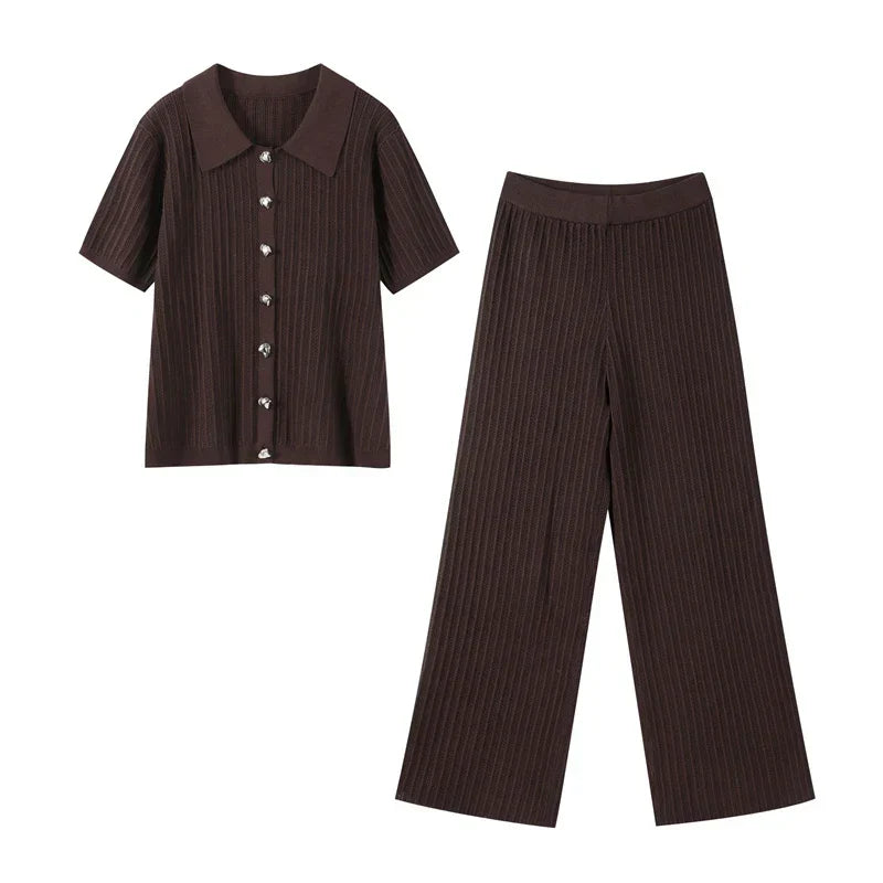 Stylowe Damskie Spodnie Garniturowe z Dzianiny, Letnie, Wygodne w Pasie 7