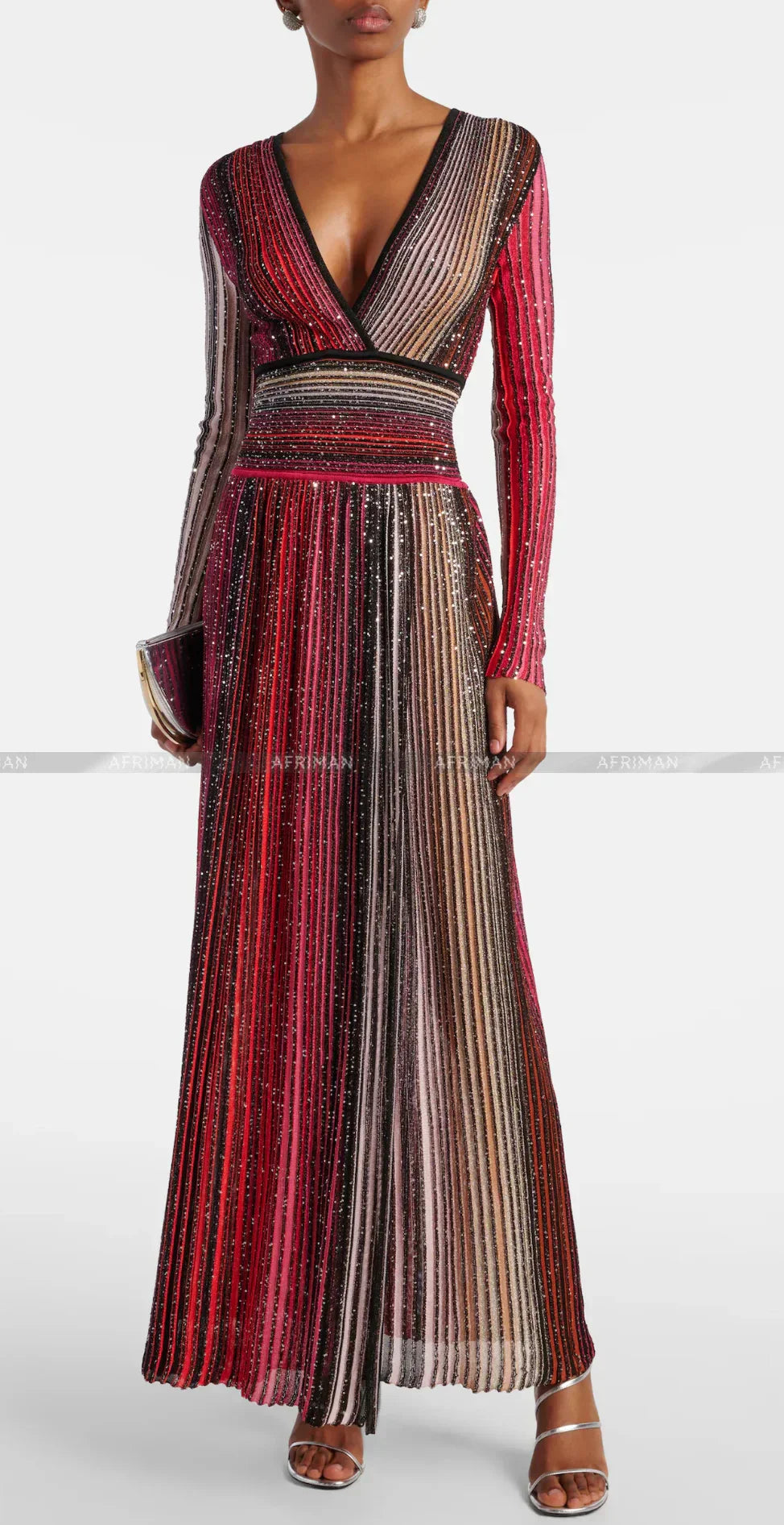 Sukienka na wesele z cekinami, dekoltem w szpic i plisowanym paskiem, 4 kolory 6