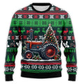 Vintage kersttrui voor heren met boerderijtractor en kerstman 4
